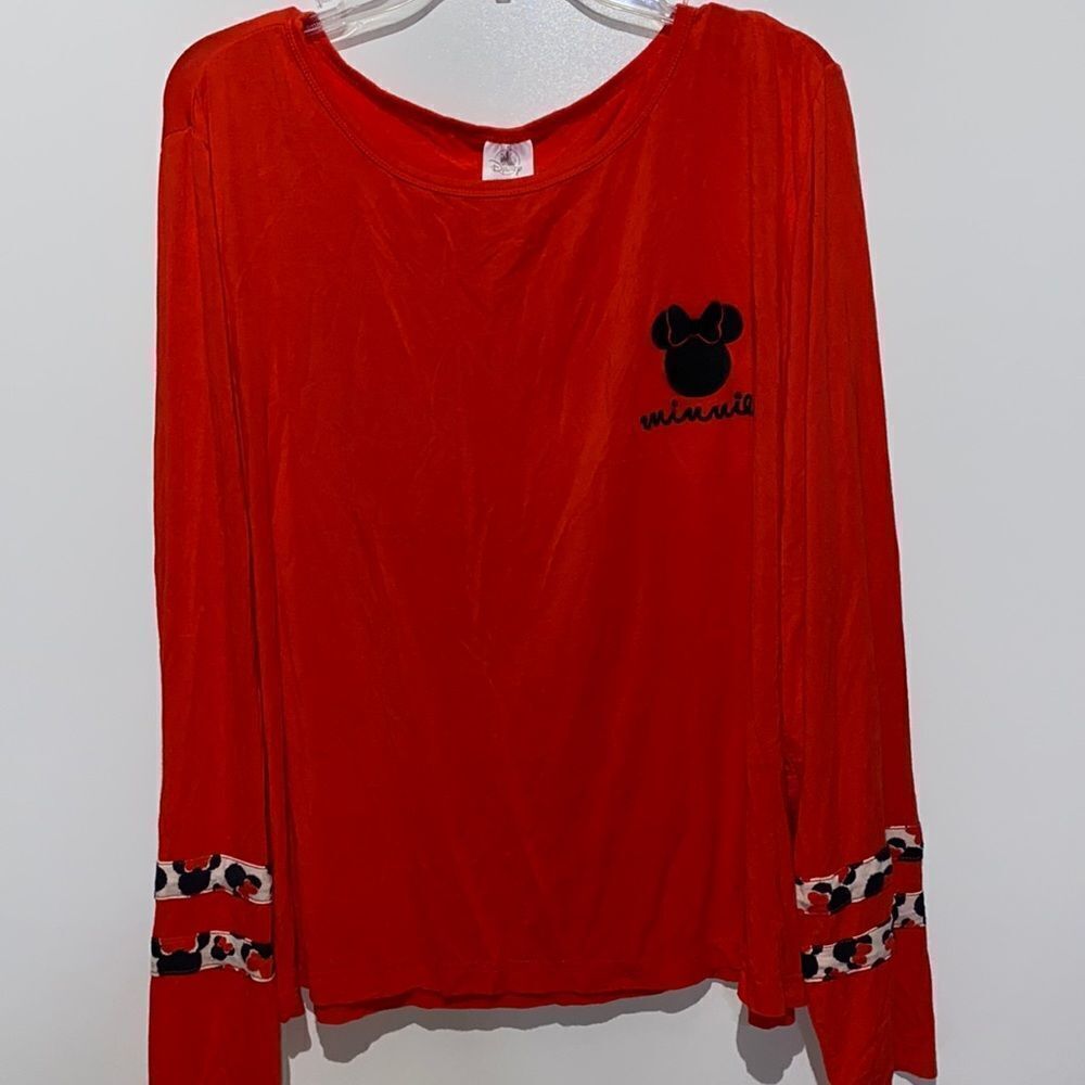 Disney Minnie Mouse Red Long Sleeve Graphic Top Varsity Stripe Sleeves XXL Mens